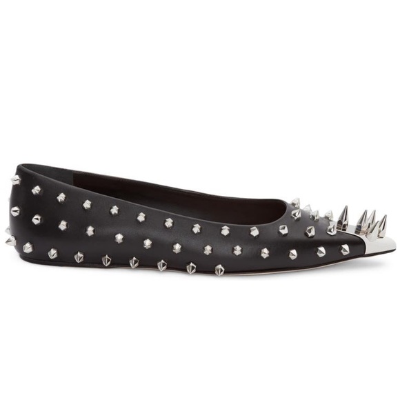 Alexander McQueen Punk Spike Studded Pointed Toe Flats - Picture 3 of 13